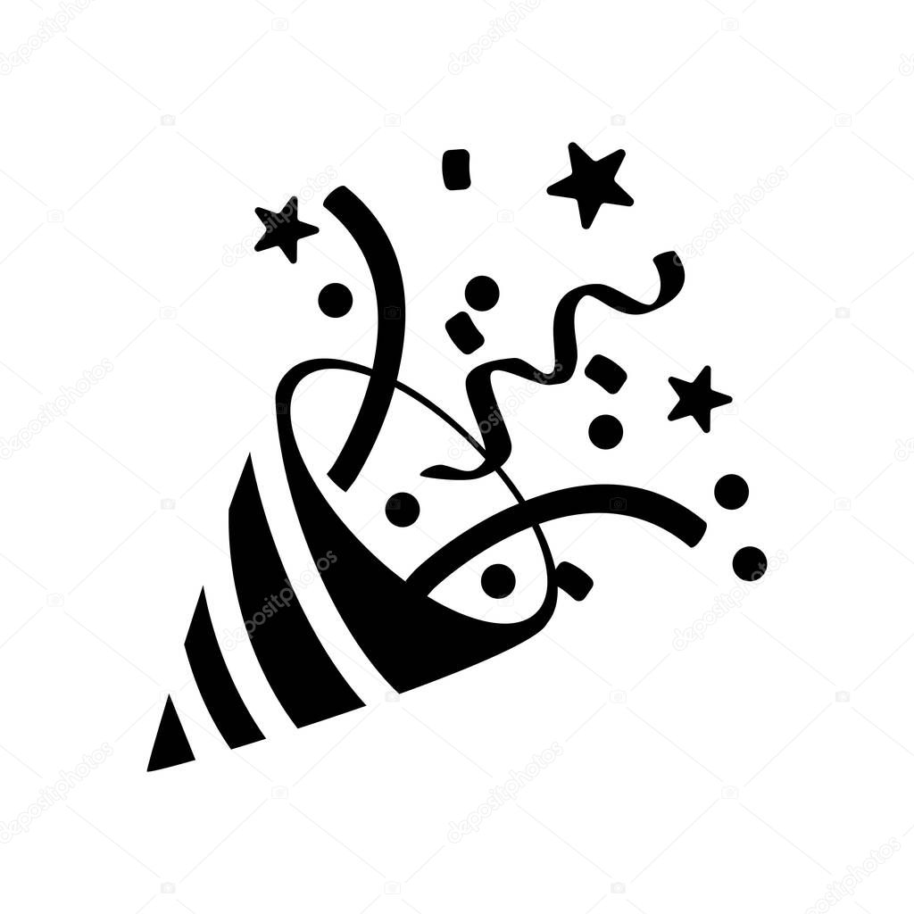 Party popper with confetti icon. birthday cracker symbol. confetti vector illustration