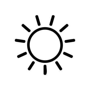 Güneş ikonu. Parlaklık Simgesi. Yoğunluk Ayarlama. Güneş Vektörü İllüstrasyonu