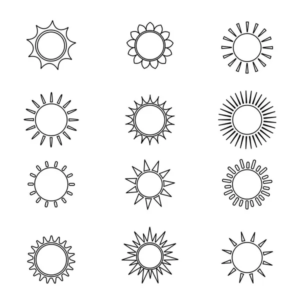 Колекція Значків Сонця Векторний Логотип Веб Дизайну Сонце Векторні Ілюстрації — стоковий вектор