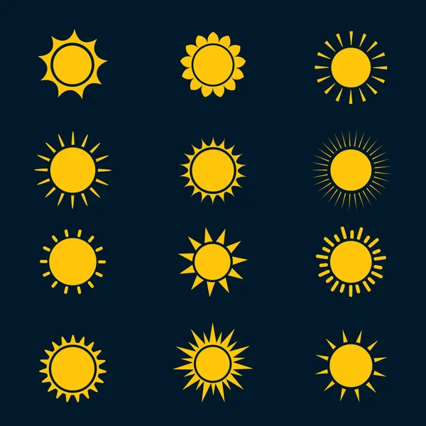 Colección Iconos Soles Logo Vectorial Para Diseño Web Sol Vector — Archivo Imágenes Vectoriales