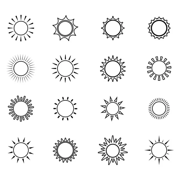 Collection Icônes Suns Logo Vectoriel Pour Conception Web Soleil Illustration — Image vectorielle