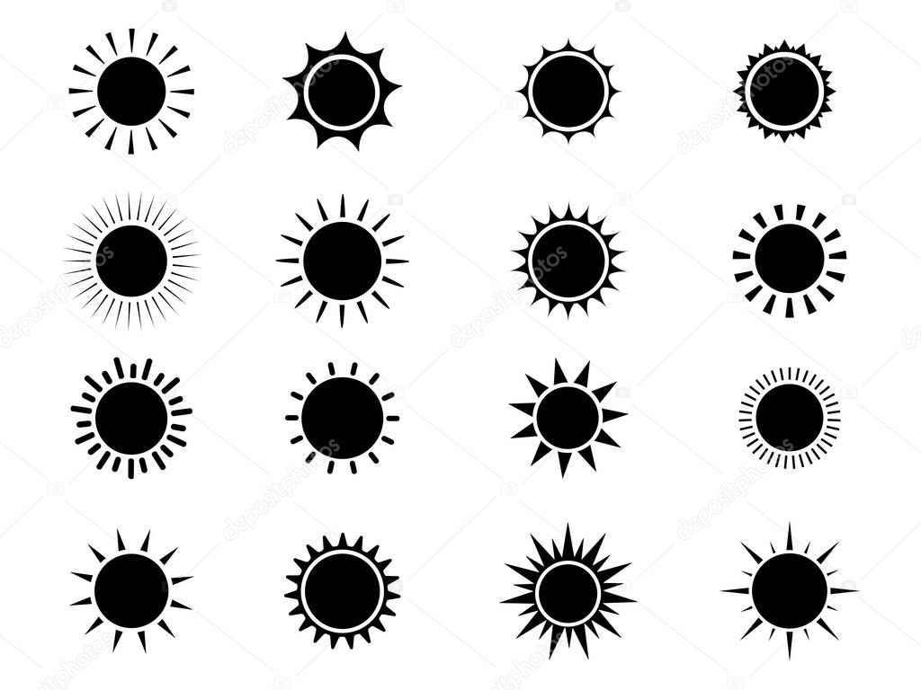 suns icon collection. Vector logo for web design. sun Vector illustration