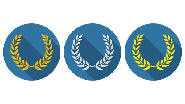 Laurel Krans Icoon Set Awards Logo Geïsoleerd Achtergrond Award Vector — Stockvector