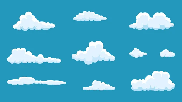 Coleção Nuvens Isolado Panorama Céu Azul Ilustração Vetor Nuvem — Vetor de Stock
