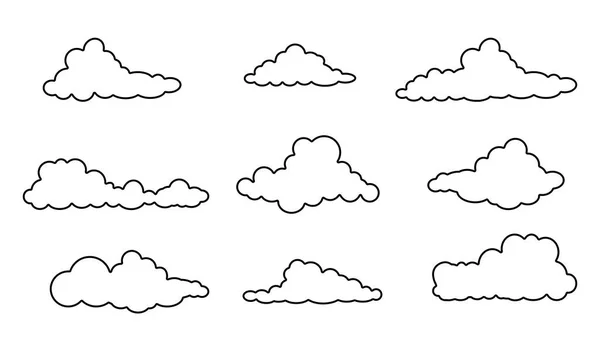 Collection Nuages Isolés Sur Ciel Bleu Panorama Illustration Vectorielle Nuage — Image vectorielle