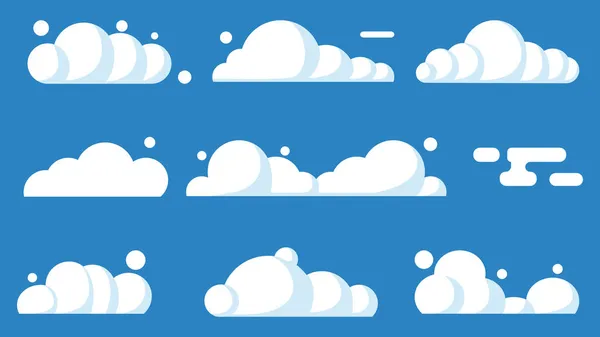 Conjunto Nuvens Céu Azul Natureza Panorama Nuvens Para Sites Banners — Vetor de Stock
