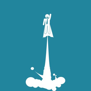 İş adamları kaçıyorlar. Liderlik başarı konsepti. Alışılmışın dışında düşün. vektör