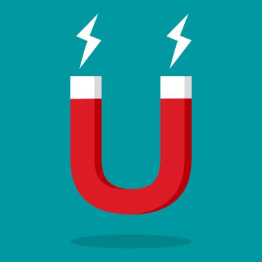 Mıknatıs simgesi. Cazibe konsepti. mıknatıs vektör çizimi