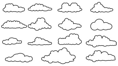 Bulutlar mavi gökyüzü panoramasında izole edildi. vektör 