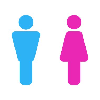 Erkek ve dişi ikonlar. Beyaz arka planda erkek ve kadın simgeleri izole edilmiş logo. vektör illüstrasyonu