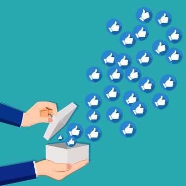 Kutudan fırlayan ikonlar gibi. vektör çizimi gibi