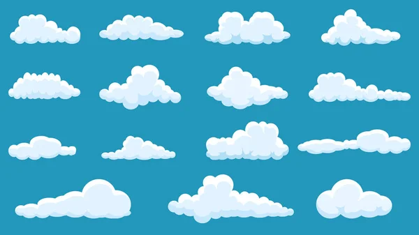 Coleção Nuvens Isolado Panorama Céu Azul Vetor — Vetor de Stock