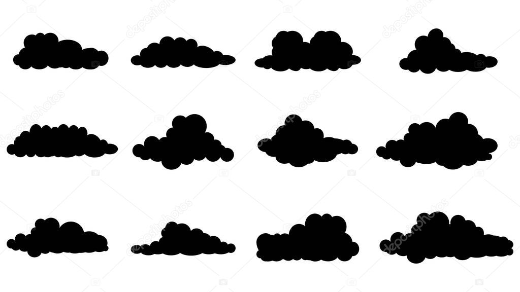 Cloud silhouette collection. isolated on a white background. vector 