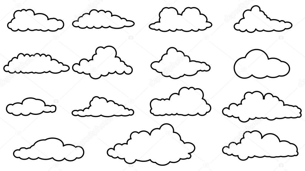 clouds collection isolated on blue sky panorama. vector 