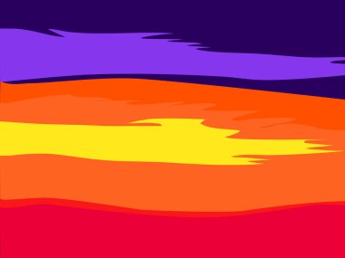 Yaz portakalı gökyüzü. Plajda soyut bir akşam. vektör illüstrasyonu