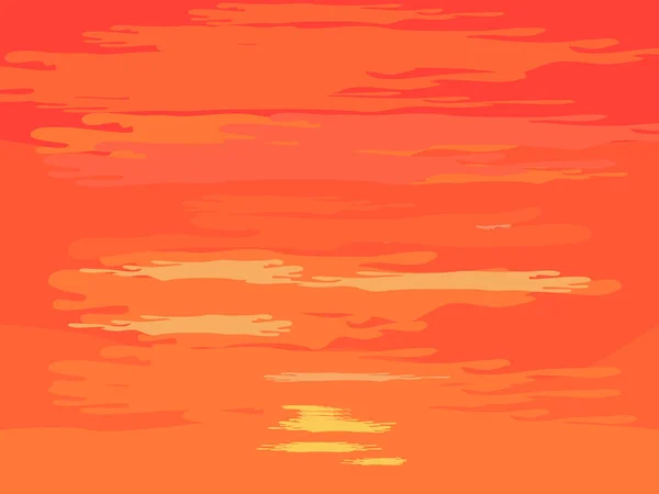 Summer Orange Sky Evening Beach Abstract Vector Illustration — Stock Vector