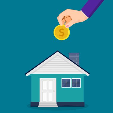 Gayrimenkule yatırım. Bir ev ya da tasarruf evi almak için tasarruf fikirleri. vektörler