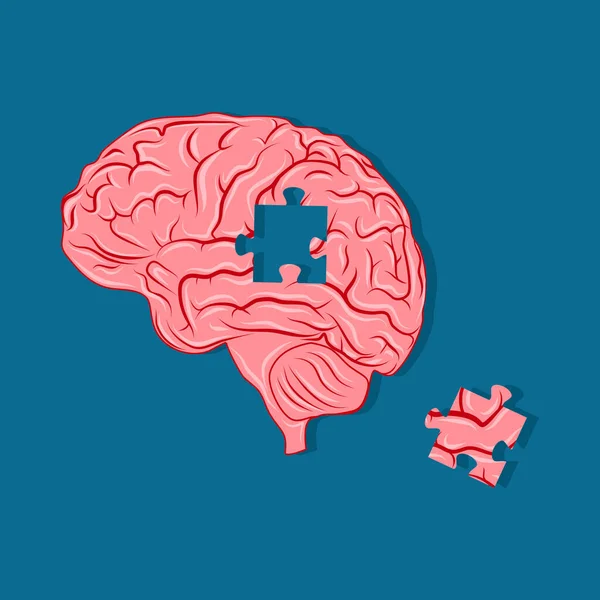 Puzzle Cerveau Humain Créativité Pour Perte Mémoire Concept Santé Mentale — Image vectorielle