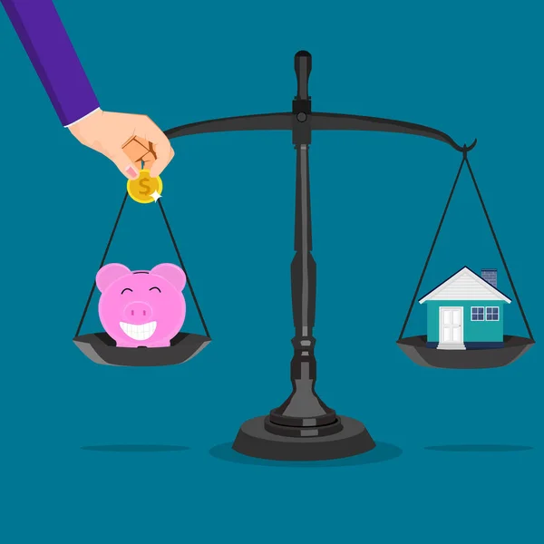 家と貯金箱 不動産の節約と投資の概念 ベクトル — ストックベクタ