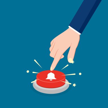 Kırmızı çan düğmesine bas. Tebligat kavramı. vektör