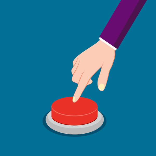 Press the red button. Start and stop concept. vector