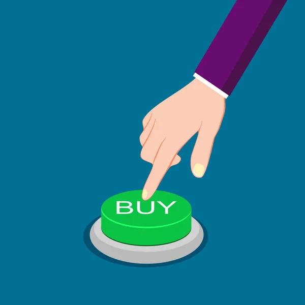 Stiskni Tlačítko Koupit Kupte Akcie Vektor Business Cocept — Stockový vektor