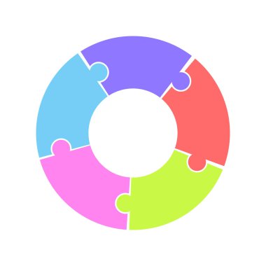 Çember Ok Yapboz Bilmecesi Bilgileri. Sunum Devresi Diyagramı. Beş seçeneği olan iş bilgisi