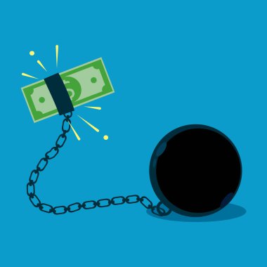 Para ağırlığa zincirlenmiş. para birimi değerlendirmesi