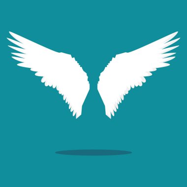 Kanatlar. Mavi arka planda melek kanatları izole edilmiş. vektör illüstrasyonu