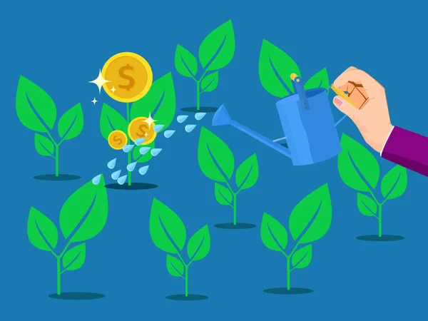 Plant Money Tree Generate Profits Return Investment — 图库矢量图片