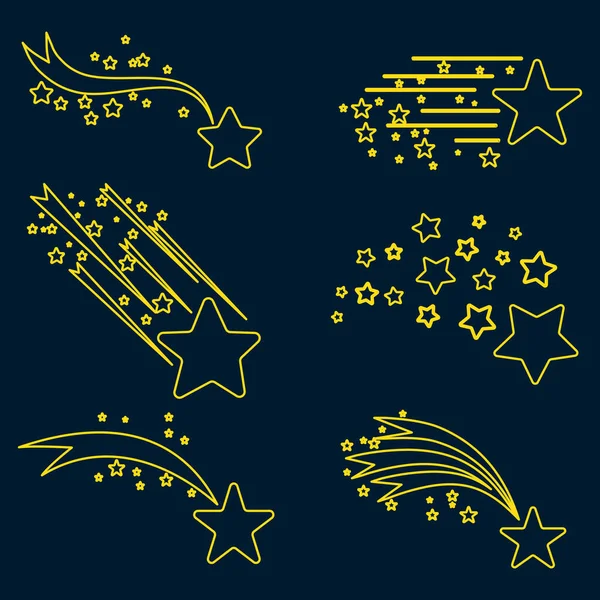 Icons Stars Comets Falling Stars Vector Set Shooting Stars Isolated — Vetor de Stock