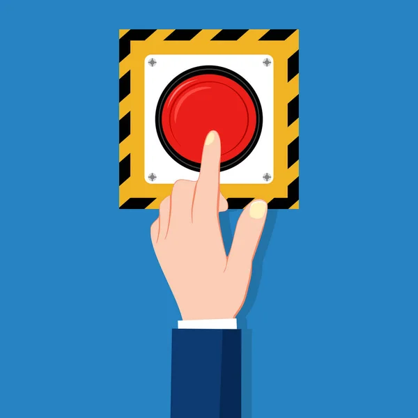 Kırmızı Acil Durum Düğmesine Bas Acil Stop Düğmesi Felaket Önleme — Stok Vektör