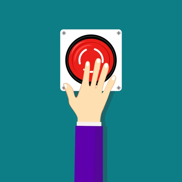 Press Red Emergency Button Emergency Stop Button Disaster Prevention Vector — Vetor de Stock