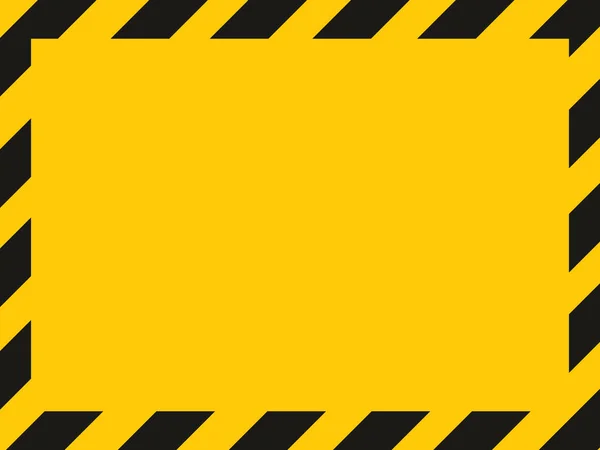 黒と黄色の縞模様のブランク警告ラベルの背景 テキスト用の正方形のフレーム ベクトル — ストックベクタ