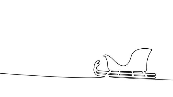 Draw Line Christmas Sleigh Isolated White Background Vector Illustration — Stockvektor