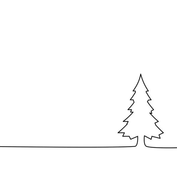 Draw Continuous Line Christmas Tree Concept Nature Vector — Wektor stockowy