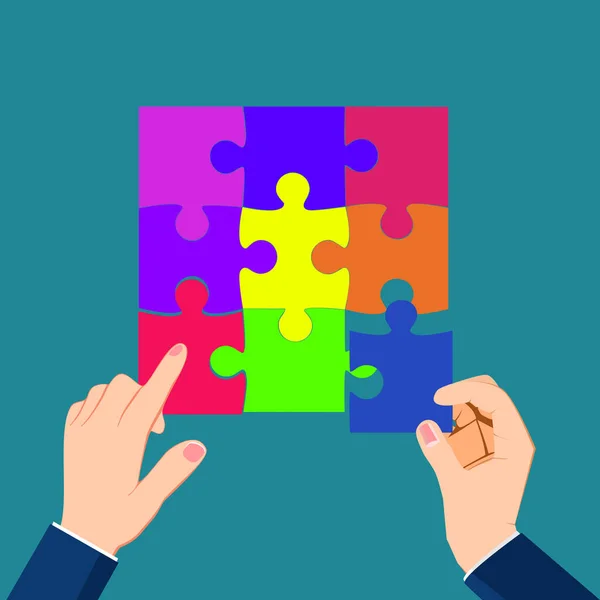 Assemble Puzzle Concept Solving Puzzles Vector Illustration — стоковый вектор