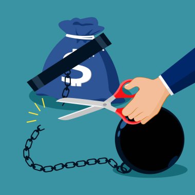 Para çantası serbest bırakıldı. Finansal özgürlük kavramı. vektör