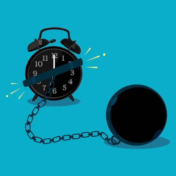 Reloj Está Encadenado Concepto Carece Libertad Tiempo Vector — Vector de stock