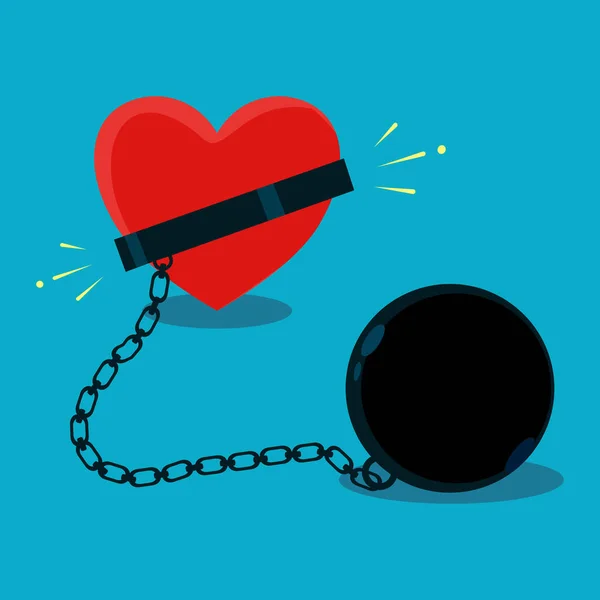 stock vector The heart is chained. The concept of lack of freedom and love. vector