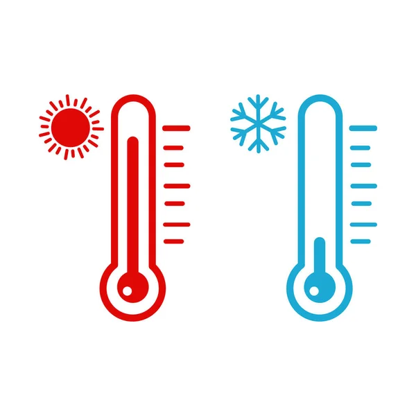 Due Termometri Caldi Freddi Sfondo Bianco Illustrazione Vettoriale — Vettoriale Stock