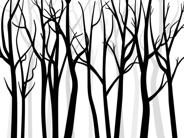 Kahle Baumsilhouette Hintergrund Baum Ohne Blätter Vektor Illustration — Stockvektor