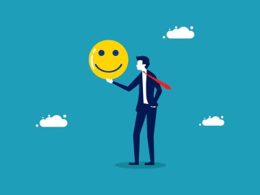 İyimserlik mi, olumlu düşünce mi? Mutluluk ve üzüntüyü dengelemek. vektör