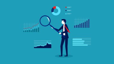 İş analizi. Grafik ve grafik vektörlerini analiz etmek için büyüteç tutma işi