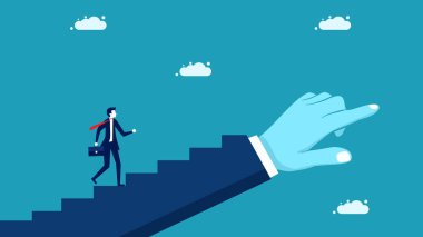 Liderler başarının yolunu gösteriyor. Gol için merdiven. İş adamı başarı basamaklarını tırmanır. vektör