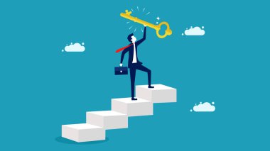 Başarının anahtarı. Başarıya giden merdiven. kariyer hedefleri kavramına ulaşmak