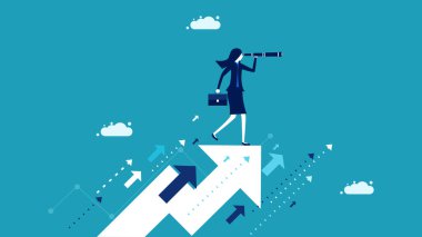 Kadın meselesi. İş ya da yatırım fırsatları arayın. Gelecek tahminleri konsepti. vektör