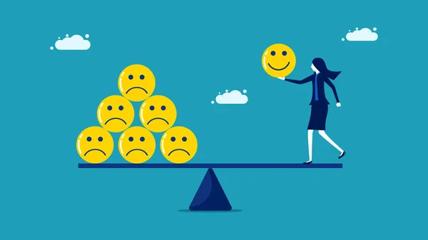Sprawy Kobiet Optymizm Lub Pozytywne Myślenie Równowaga Szczęścia Smutku — Wektor stockowy