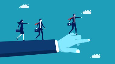 Liderler başarının yönünü gösteriyor. İş kararları ya da liderlik. İş tavsiyesi. vektör