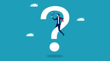 İş adamları soru işaretinde. Sorun çözme konsepti. İş konsepti. vektör 